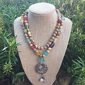 hand knotted beaded beachy boho mermaid necklace